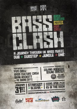 Bass Clash poster design for Bass Culture