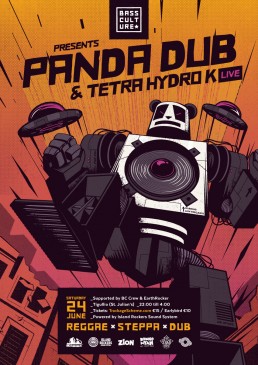 Poster design for Panda Dub & Tetra Hydro K by Bass Culture Malta
