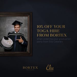 Elia Caterers and Bortex collaboration advert design