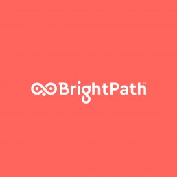 Bright Path logo on coral coloured background