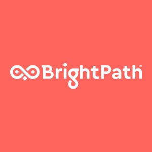 Bright Path logo on coral background