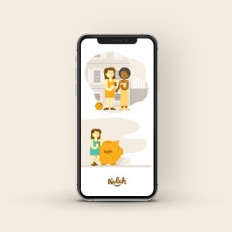 Nolah character illustrations on iphone