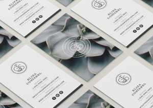 The Garden Studio business cards design layout on table