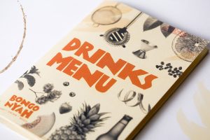 Bongo Nyah printed drinks bound menu