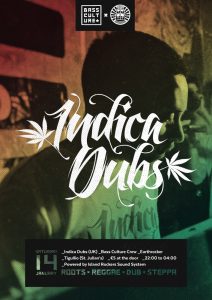 Poster design for Indica Dub by Bass Culture Malta