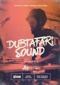 Poster design for reggae event featuring Dubtafari Sound at Zion Malta