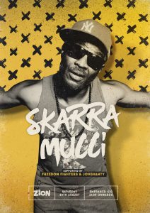 Poster design for reggae event featuring Skarramucci at Zion Malta
